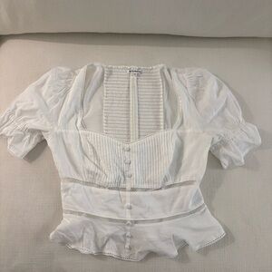 Reformation White Puff Sleeve Blouse